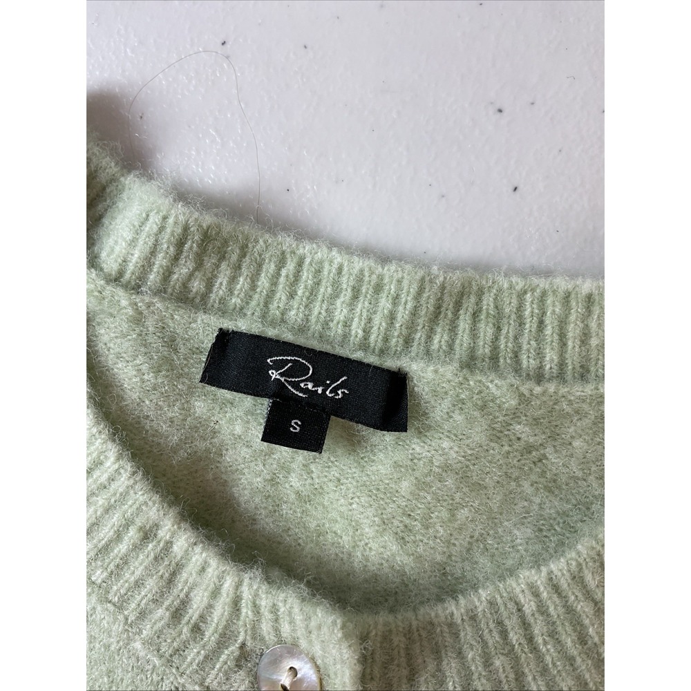 Rails Sage Green Short-Sleeve Ruffle Hem Sweater Cardigan SM preppy dainty - Picture 4 of 9